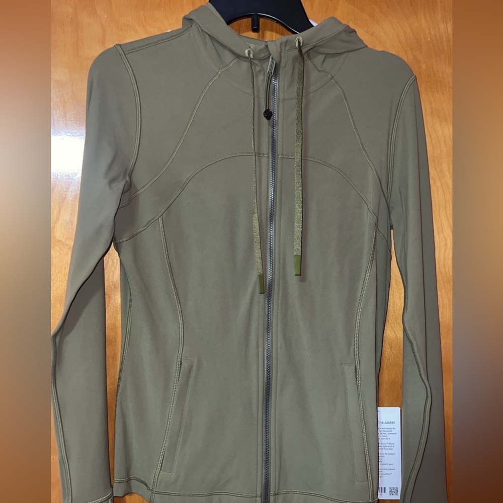 LULULEMON HOODED DEFINE JACKET BRONZE GREEN SIZE 10